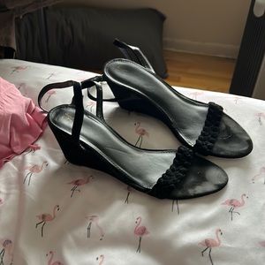 Black Velvet Wedges - 9